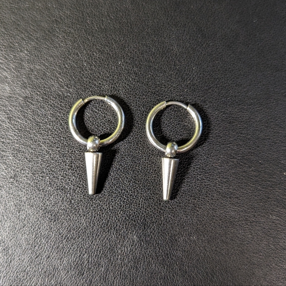 Stainless Steel Huggie Hoops with Spikes